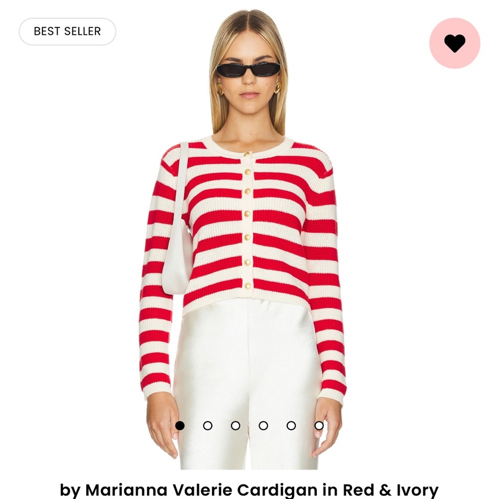 Brand New Cardigan in Red & Ivory Stripes with Tag - Size XS
